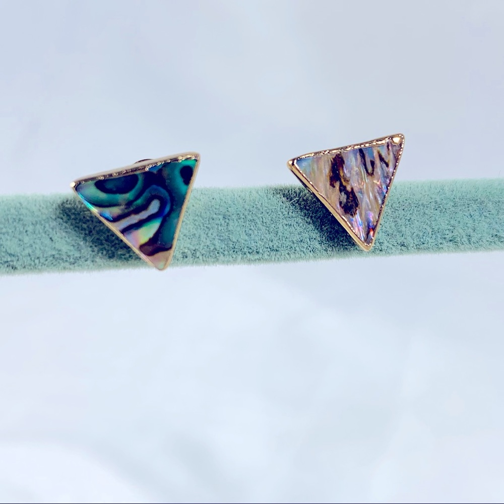 Abalone triangle post earrings
